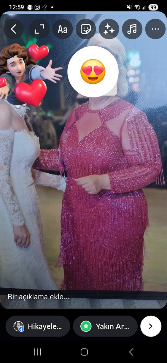 Pembe Uzun Kollu Drapeli Abiye Elbise - Görsel 4