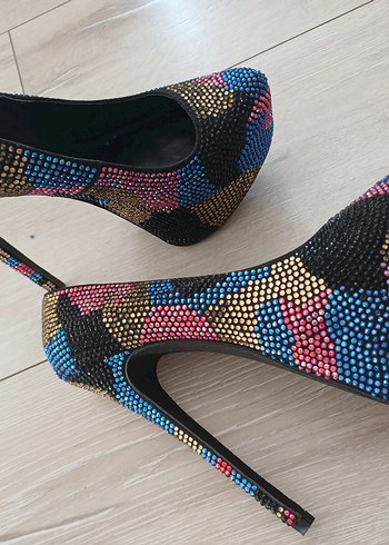 Kadın Çok Renkli Platform Topuklu ayakkabı - Görsel 6