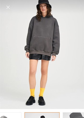 Diğer Gri Kapüşonlu Salaş Sweatshirt