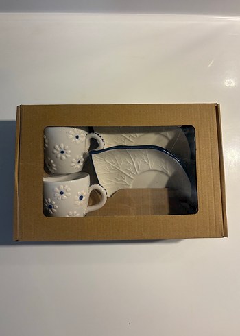 Beyaz Papatya Desenli İkili Fincan ve Tabak Seti - Görsel 5