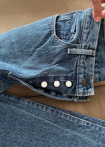 38 Beden Düğmeli Mavi Kadın Denim Pantolon