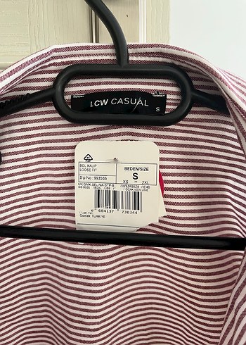 LC Waikiki Bordo Çizgili Uzun Kollu Kadın Gömlek