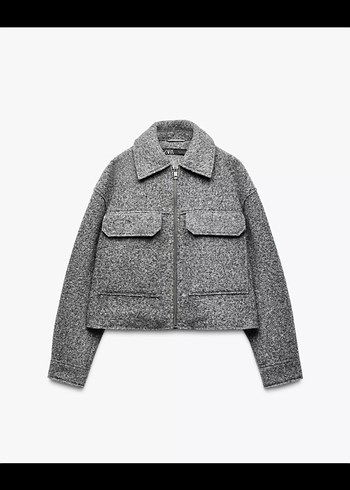 Zara Gri Melanj Kisa Ceket