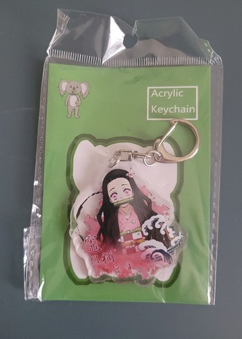 Nezuko Pembe Pastel Akrilik Zincirli Anahtarlık - Görsel 2