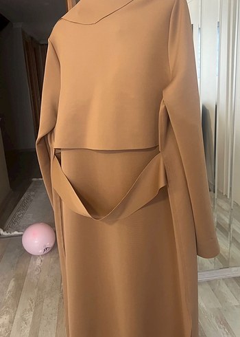 Noi Bej Kadın Süet Uzun Trençkot - Görsel 2