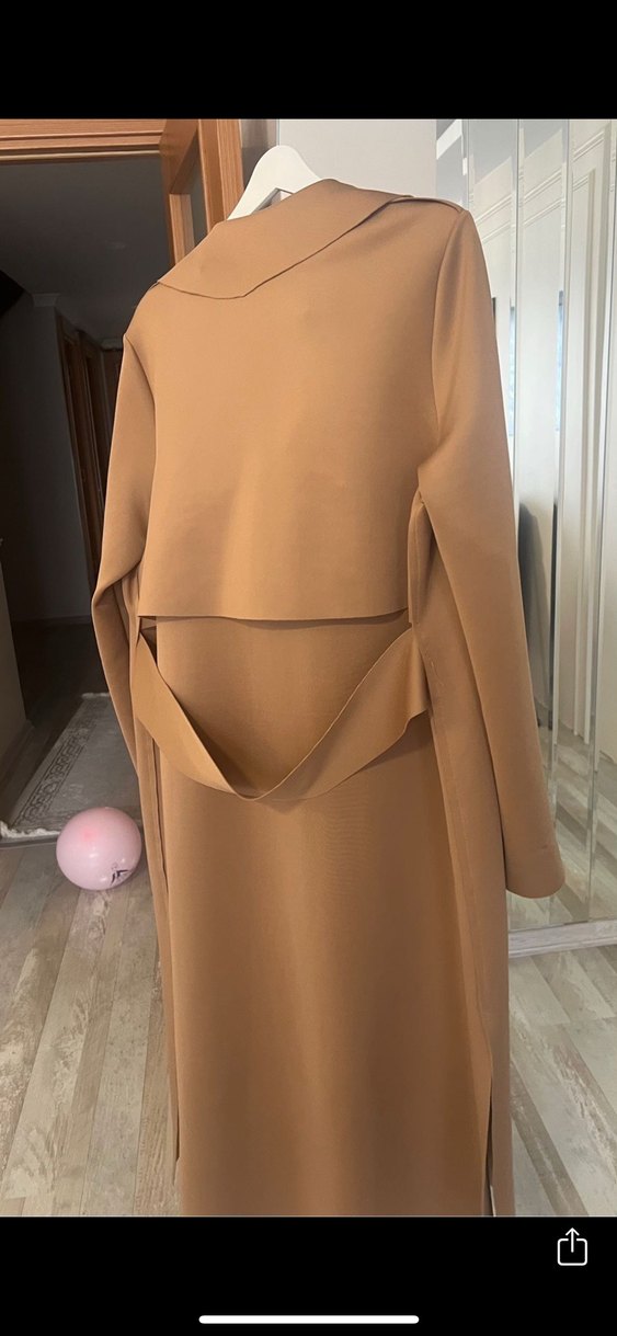 Noi Bej Kadın Süet Uzun Trençkot - Görsel 2