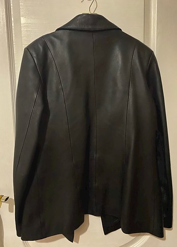 Düğmeli Siyah Deri Kadın Ceket - Görsel 6