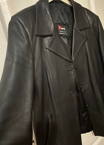 Düğmeli Siyah Deri Kadın Ceket - Görsel 2