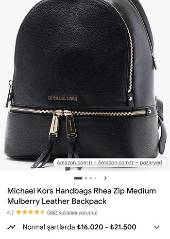 Michael Kors Sarı Deri Kadın Sırt Çantası - Görsel 11