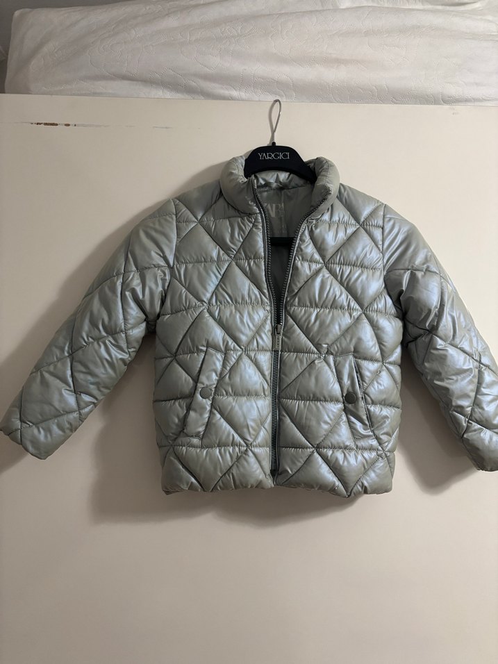 Buz mavisi Çocuk Fermuarlı Mont - Görsel 2