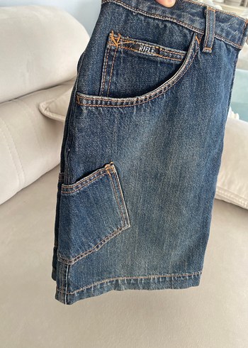 Düğmeli Mavi Denim Midi Etek - Görsel 4