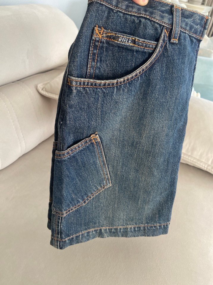 Düğmeli Mavi Denim Midi Etek - Görsel 4