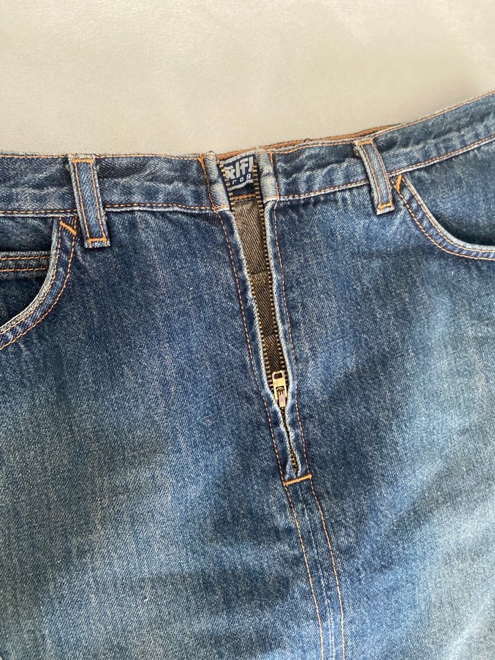 Düğmeli Mavi Denim Midi Etek - Görsel 2