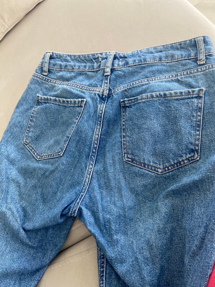 Mavi Bol Kesim Midi Denim Kadın Jean - Görsel 4