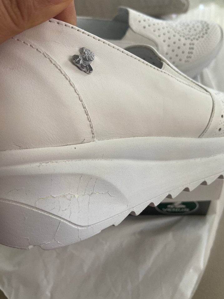 Beyaz Dolgu Topuklu Babet Velcro Detaylı - Görsel 5