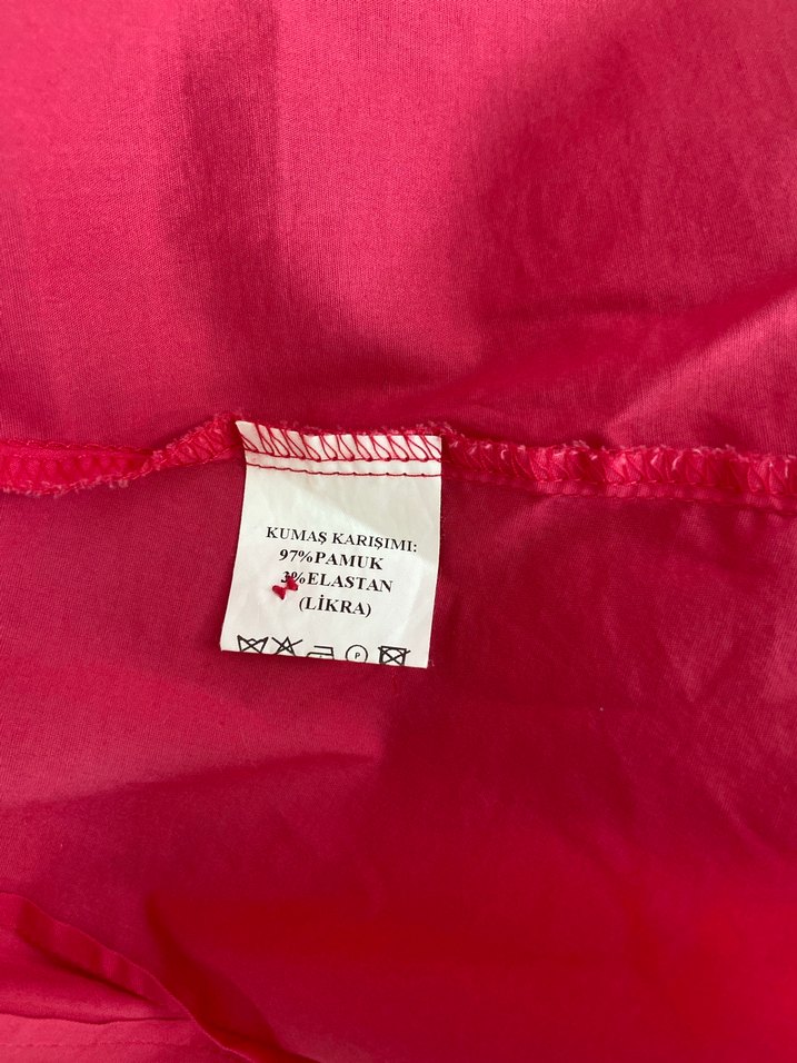 Düğmeli Pembe Kısa Kollu Pamuklu Gömlek - Görsel 5