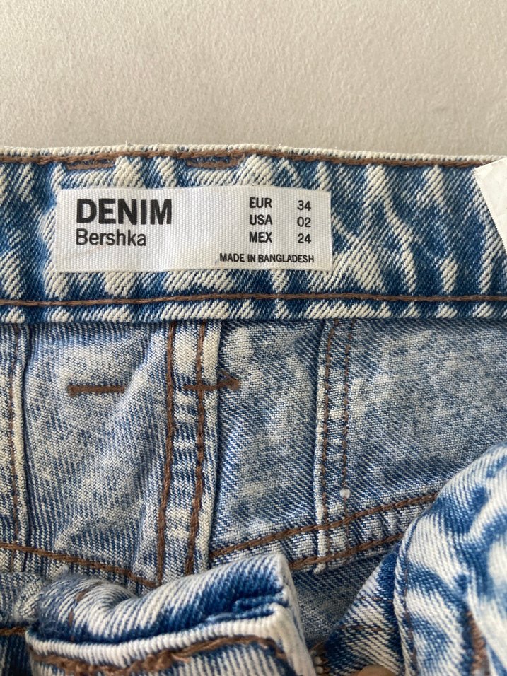 Düğmeli Mavi Bağlama Desenli Salaş Kot Pantolon - Görsel 2