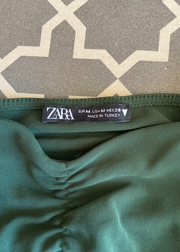 Drapeli V Yakalı Yeşil Kadın Bluz - Görsel 5