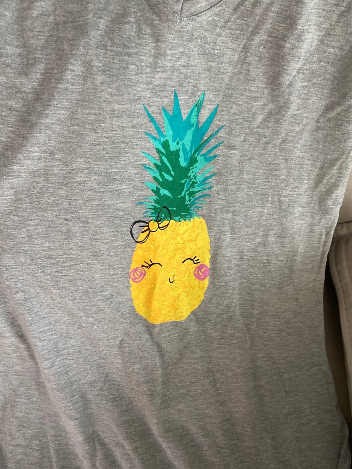 Gri V Yakalı Ananas Baskılı Kadın elbise - Görsel 3