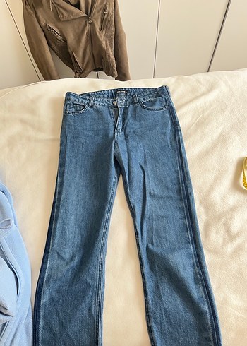 Kadın Mavi Bol Kesim Denim Jean