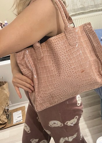 American Vintage Pembe Deri Yılan Desenli Kadın Omuz Çantası