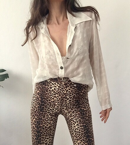 ZARA leopar desenli pantolon