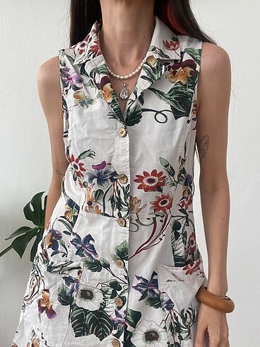 s Beden Mango floral desenli elbise