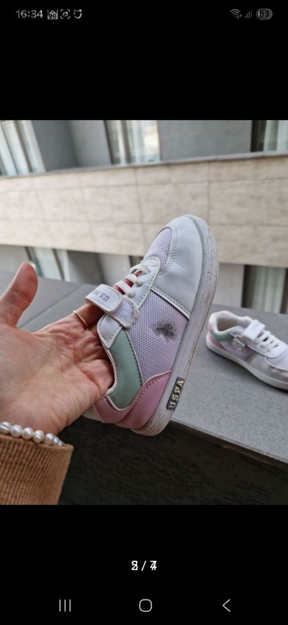 Kız Çocuk Beyaz Bağcıksız Spor Ayakkabı - Görsel 5