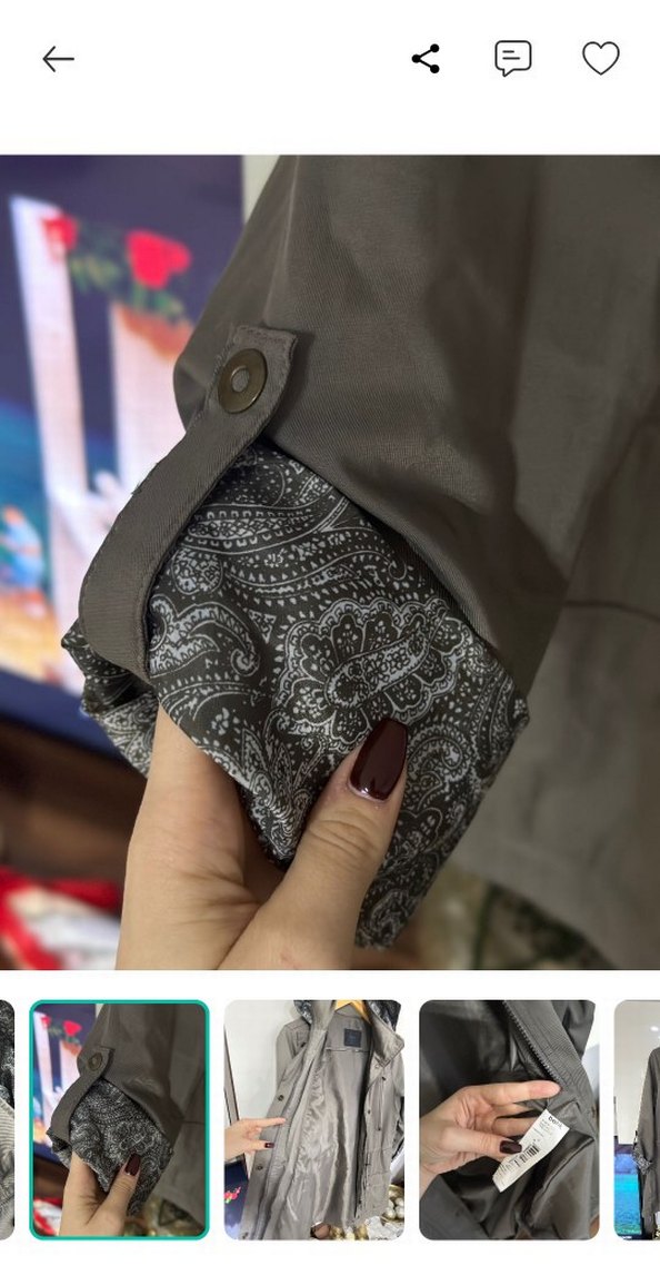 Gri Kapüşonlu Desenli Kadın Ceket — görsel 6/9