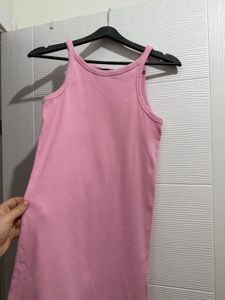 Pembe kadın midi elbise - Görsel 2