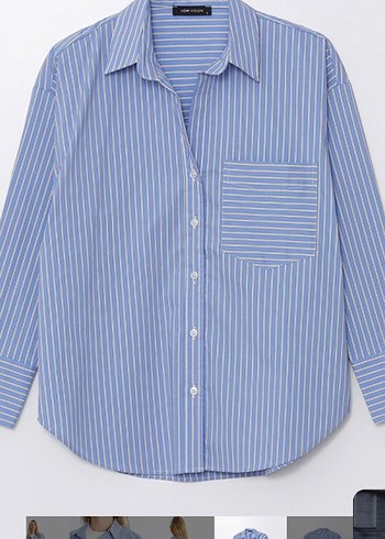 Mavi Çizgili Uzun Kollu Denim Gömlek - Görsel 6