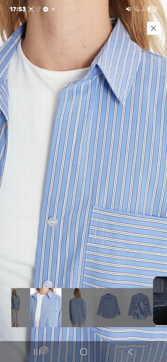 Mavi Çizgili Uzun Kollu Denim Gömlek - Görsel 4