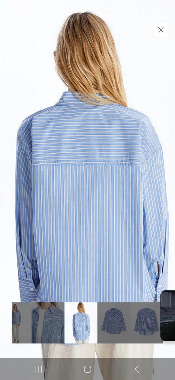 Mavi Çizgili Uzun Kollu Denim Gömlek - Görsel 5