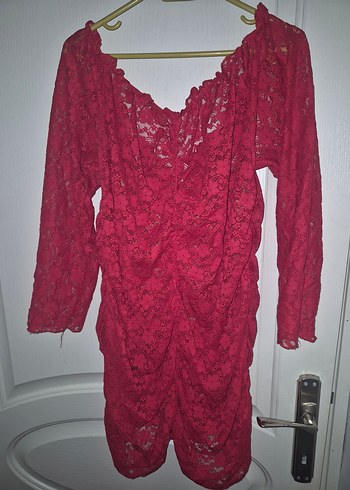 Dantel Detaylı Pembe Midi Elbise - Görsel 3