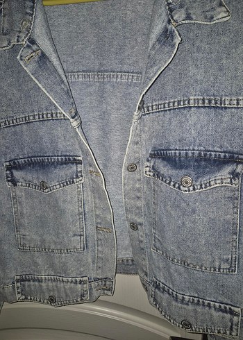 Diğer Gri Düğmeli Kadın Denim Ceket