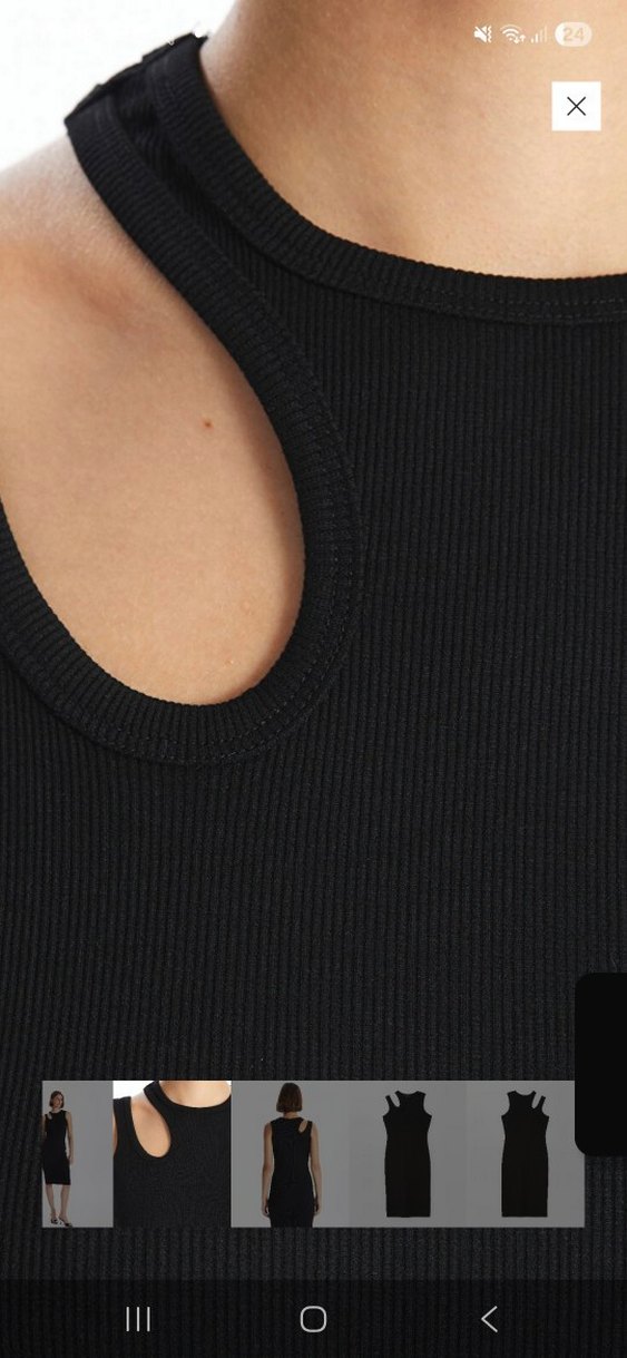 Siyah V Yaka Kolsuz Kadın Atlet elbise - Görsel 3