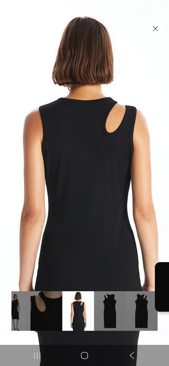 Siyah V Yaka Kolsuz Kadın Atlet elbise - Görsel 4