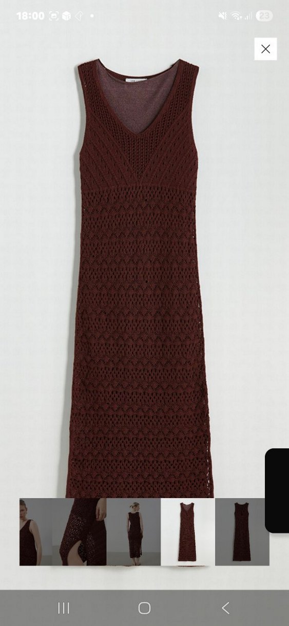 Dantel Detaylı Bohem Kahverengi Triko Uzun Elbise - Görsel 5