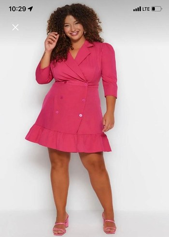 Trendyol & Milla Pembe Notch Yaka Midi Elbise