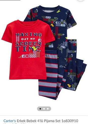 9-12 Ay Beden Erkek Çocuk Uzun Kollu Baskılı Pijama Takımı