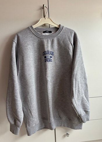 Addax oversize Gri Baskılı Kadın Sweatshirt 1995 Detaylı
