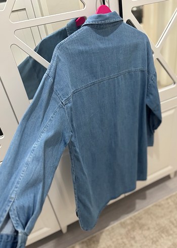 Düğmeli Mavi Kadın Denim Ceket - Görsel 3