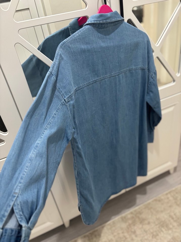 Düğmeli Mavi Kadın Denim Ceket - Görsel 3