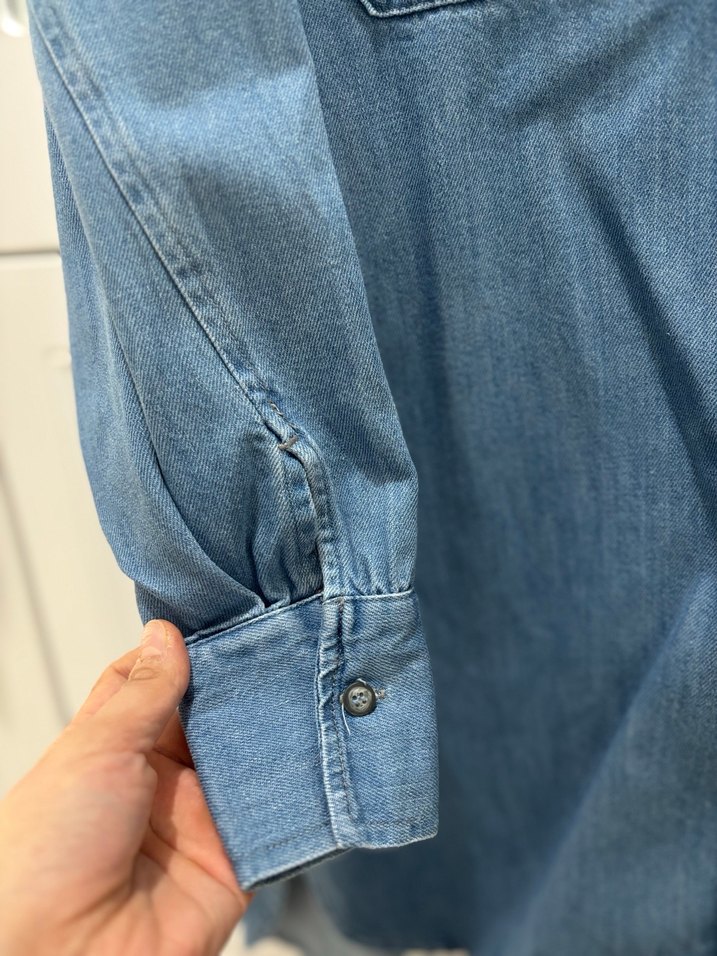 Düğmeli Mavi Kadın Denim Ceket - Görsel 5