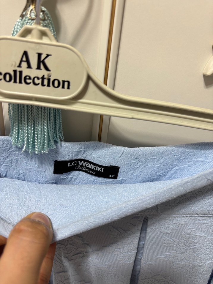 Mavi Piliseli Uzun Keten Etek - Görsel 2