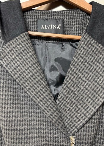 Kadın Gri Kemerli Uzun Ekose Kaban - Görsel 3