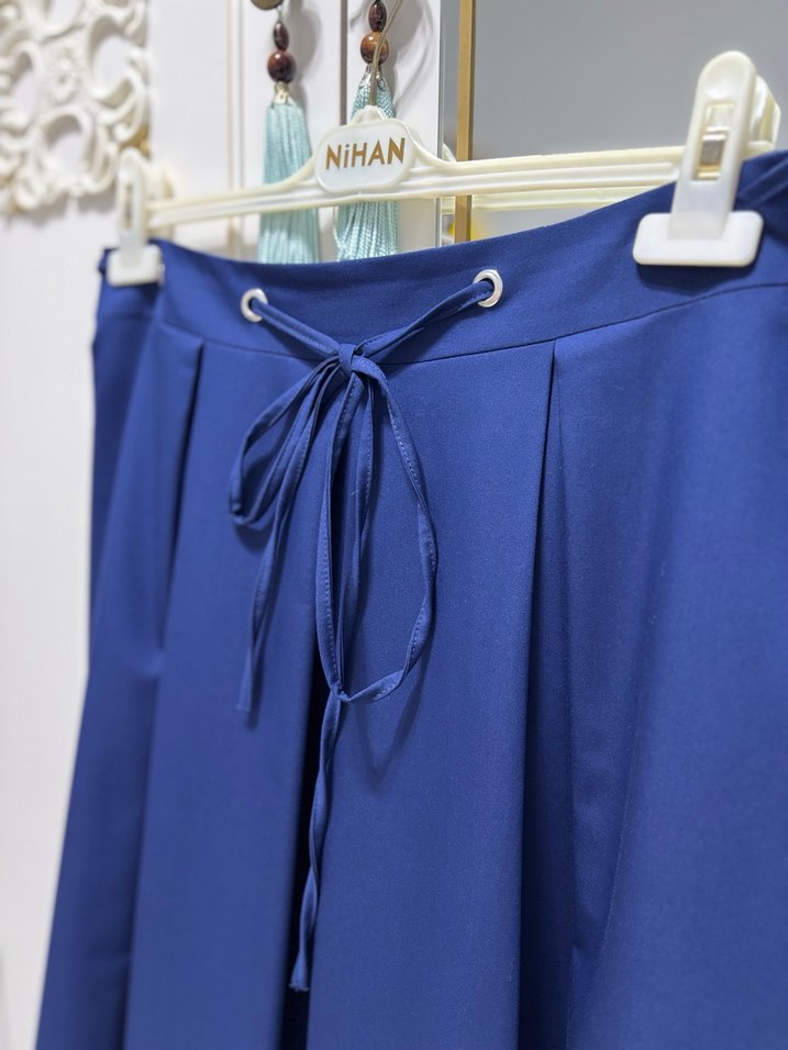 Kadın Lacivert Pilili Uzun Etek - Görsel 2