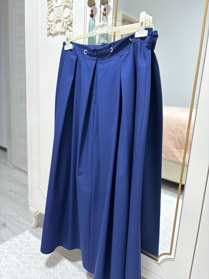 Kadın Lacivert Pilili Uzun Etek - Görsel 3