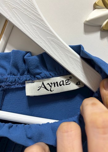 Kadın Mavi Keten Uzun Kollu Fırfırlı Tunik - Görsel 4