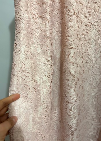 Nakış İşlemeli Pembe Uzun abiye - Görsel 6